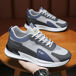 Nouvelles baskets décontractées pour hommes, respirantes, avec amorti en maille, tendance, polyvalentes, <span class=keywords><strong>plateforme</strong></span>, course à pied, cuir, anti-odeur - Product Image 4