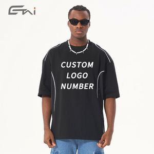 T-shirt décontracté d'épissure de maille de haute qualité personnalisé nouveau t-shirt d'hommes de contraste de coupe d'arc de Patchwork de maille - Product Image 1
