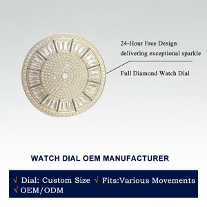 Esfera de <span class=keywords><strong>Reloj</strong></span> de Lujo con Logotipo Personalizado, Completamente Decorada con Diamantes, Esfera Completamente Pavé con Detalles Baguette, Accesorios de Relojes de Alta Calidad - Product Image 1