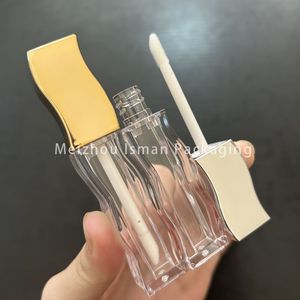 ISMAN - Tubo <span class=keywords><strong>de</strong></span> Brillo Labial Dorado <span class=keywords><strong>de</strong></span> Lujo <span class=keywords><strong>de</strong></span> 2 ml, Forma Ondulada, Envase <span class=keywords><strong>de</strong></span> Plástico Transparente Vacío, Venta al por Mayor, Logotipo Personalizado, Marca Privada - Product Image 2