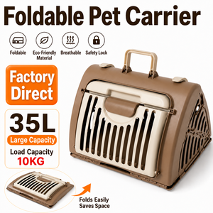 Cage de transport <span class=keywords><strong>pour</strong></span> chat et <span class=keywords><strong>chien</strong></span>, approuvée par les compagnies aériennes, pliable, rigide, <span class=keywords><strong>en</strong></span> PP et ABS, 35L, ventilée, avec verrou de sécurité, capacité 10kg - Product Image 1