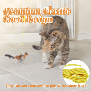 Plush Simulated Sound-Making Bird <b>Cat</b> <b>Toy</b> <b>Interactive</b> Chirping Hanging Feather <b>Cat</b> Teaser Stick <b>Cat</b> Teaser Wand Set - Product Image 5