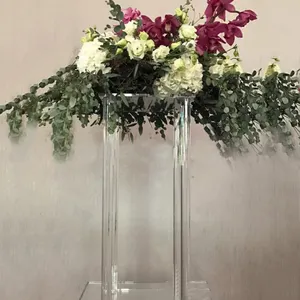 Suporte acrílico de flor de cristal, suporte quadrado transparente para mesas em casamentos, hotel, desktop