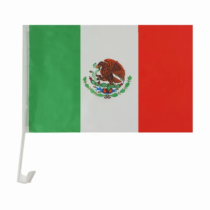Benutzer definierte Größe Förderung Polyester Mexiko Auto Flagge Seide Druck Flaggen alle Land Auto Fenster Banner Flaggen mit Stange