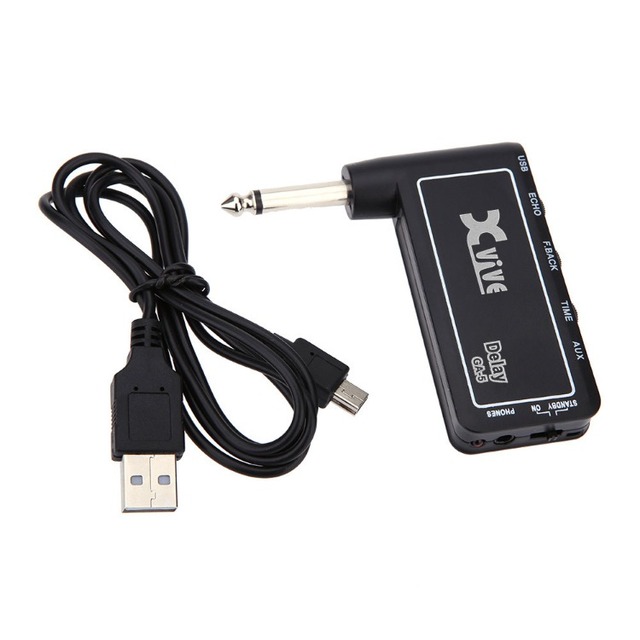 Xvive Guitar Plug Amp Amplifier Mini Rechargeable Electric Guitar Plug Headphone GA-5 Delay