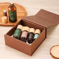 Bouteilles en verre pour cosmétiques, parfums et huiles essentielles avec couvercle en bois, flacon en verre ambré, étiquette privée, emballage pour soins de la peau et nettoyants pour le visage