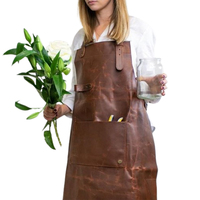 Celemek pinggang tanpa lengan kulit untuk koki profesional dengan Logo kustom kualitas tinggi penggunaan panas pakaian dapur
