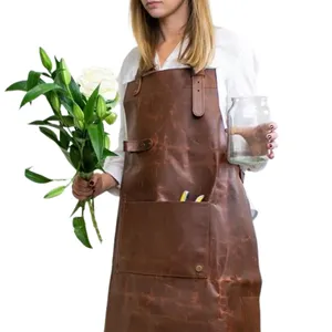 顶级专业皮革厨房围裙厨师选择带定制标志的厨师围裙