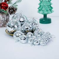 Vente chaude Argent Disco Gâteau Décoration Lumineux Miroir Réfléchissant Boules De Noël gâteau décor boule pour fête d'anniversaire