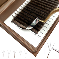 Extensions de cils Neelash en fibre de soie cachemire, technologie chocolat brun foncé, faites à la main, douces, sans cruauté, naturelles, forme W, 0.07 YY 3DW 5DW