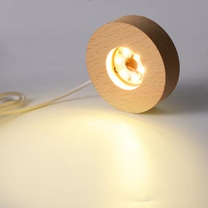LED <strong>Night</strong> Light with Wooden <strong>Stand</strong> 6cm 8cm 10cm Warm Light <strong>Colorful</strong> RGB Square Round Wooden LED Base for Home Art Display - Product Image 3