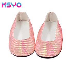 Sapatos de Dança Coloridos com Lantejoulas Brilhantes MSYO para Bonecas Americanas de 18 Polegadas - Product Image 1