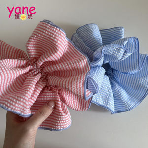 Fabrikant Big <span class=keywords><strong>Hair</strong></span> <span class=keywords><strong>Scrunchie</strong></span> Gelaagd Katoenen Kant Met Gestreepte Elastische Haarband Zoete Stijl Paardenstaart Scrunchee Nil Design - Product Image 4