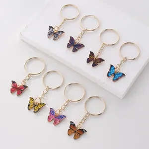 Custom Multi Color Charm Fashion Metal Key Ring Wholesale Enamel Cute Butterfly Keychains