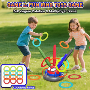 Jeu de lancer d'anneaux, jouets musicaux à sauter, jouets de sport d'extérieur et d'intérieur, lanceur de fusées 3-en-1 pour enfants - Product Image 3