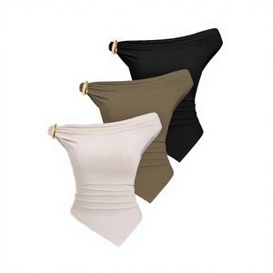 2026 Trending Strapless Breathable Eco-Friendly <b>Knitted</b> <b>Tank</b> <b>Top</b> <b>Ladies</b> Casual Front Logo Solid - Product Image 2