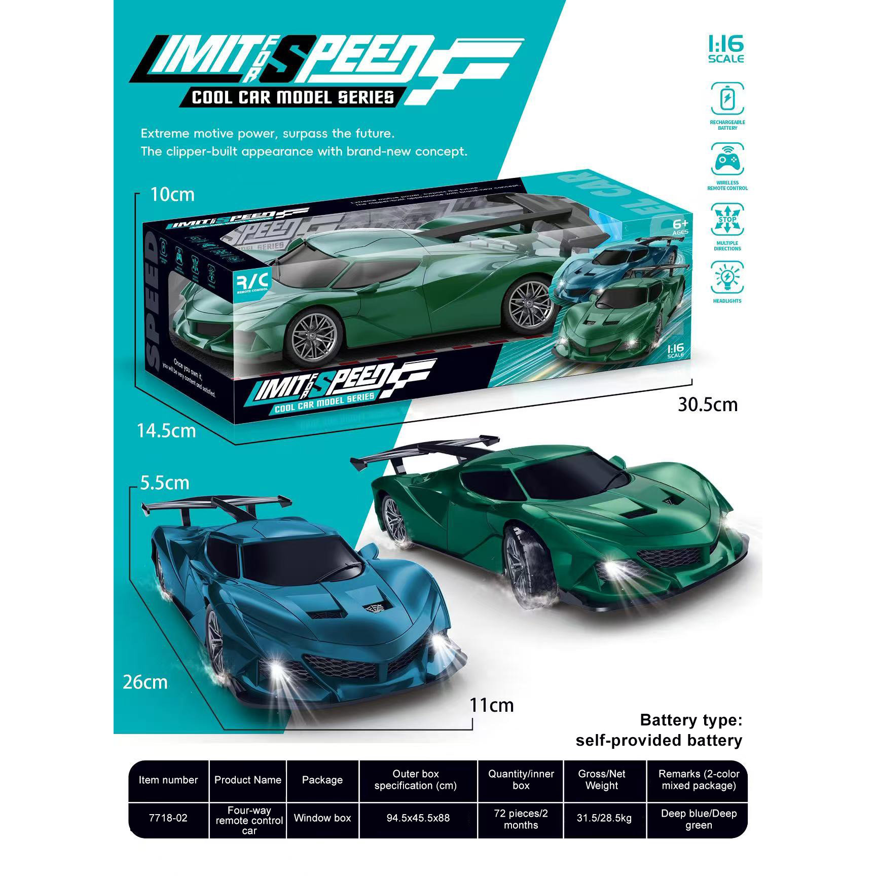 Sitong Remote Control Car - Green [Battery Model] - Window Box