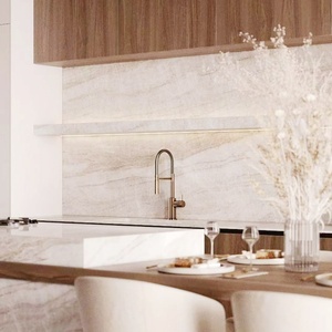 YUSHI Taj Mahal Quartzite Dalles Pierre Blanche Naturelle Designer Hôtel Club Fond Poli pour Comptoir De Cuisine - Product Image 5