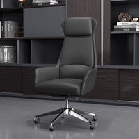 Chaise de luxe légère pour patron Chaise de direction en cuir véritable Chaise de bureau d'affaires sédentaire confortable