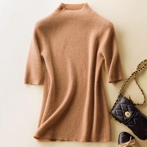 Maglione in Cashmere a mezza manica a mezza manica da <span class=keywords><strong>donna</strong></span> di alta qualità con collo alto di alta qualità - Product Image 1