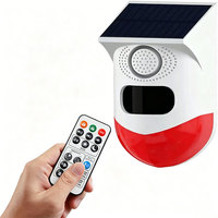 Lampu Sirine Sensor Gerak PIR Nirkabel Tenaga Surya ABS Desibel Tinggi 120dB Kontrol Jarak Jauh Tahan Air Alarm Keamanan Rumah Luar Ruangan