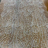 Tissu de dentelle africaine blanche perlée de luxe pour mariée 2026