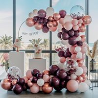 Ensemble de ballons en confettis personnalisés rouge vin, blanc, perle, or rose métallique pour les décorations de mariage, d'anniversaire et de fiançailles
