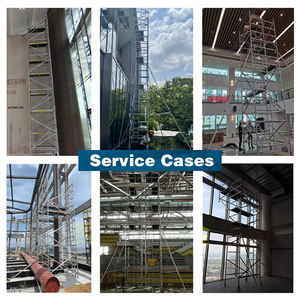 Système d'échafaudage vertical en alliage d'aluminium 12M, conception à verrouillage rapide sans outil pour les entrepreneurs en rénovation de bâtiments - Product Image 3