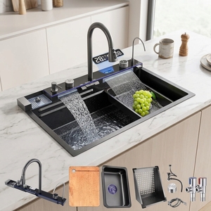 Lavello da <span class=keywords><strong>Cucina</strong></span> Intelligente in Acciaio Inox 304 a <span class=keywords><strong>Vasca</strong></span> Singola Sottopiano con Display della Temperatura - Product Image 1