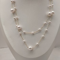 Chaîne élégante super longue en perles plaquées or, nouveaux accessoires de mode tendance, collier de perles à motif géométrique sur les colliers du marché