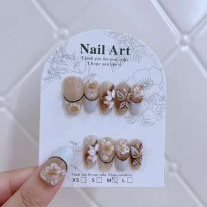 <span class=keywords><strong>Uñas</strong></span> <span class=keywords><strong>Postizas</strong></span> Hechas a Mano, Diseño Francés de Verano, <span class=keywords><strong>Uñas</strong></span> <span class=keywords><strong>Postizas</strong></span> de Lujo con Flores 3D, <span class=keywords><strong>Uñas</strong></span> Adhesivas Reutilizables para Venta al por Mayor - Product Image 6