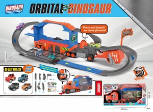 <span class=keywords><strong>Circuit</strong></span> de <span class=keywords><strong>course</strong></span> de dinosaures EPT Press & Launch, camion de rangement pliable avec 2 voitures coulissantes en métal moulé sous pression, <span class=keywords><strong>jouet</strong></span> de <span class=keywords><strong>course</strong></span> pour enfants - Product Image 2