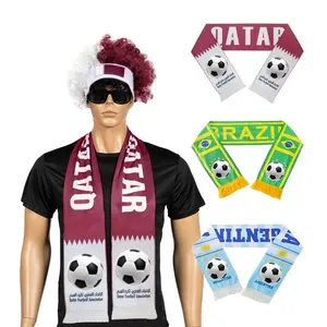 カタールスカーフギフトカタールお土産ブラジルアルゼンチンポルトガルスカーフ卸売ファンサッカー応援手描きバナー