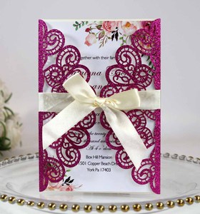 Nouvelle Arrivée - Invitation de Mariage Faite Main en Papier, Découpée au Laser, Écologique, Couleurs Variées, Format de Poche, Idéale pour la Fête des Mères - Product Image 4