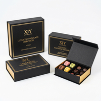 Boîtes cadeaux pliables à fermeture magnétique XJY, luxe, couleur noir et or, pour macarons et chocolats.