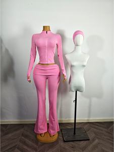 MUYUAN Damen 2-teilige Baumwolle Casual Breath able Lounge wear Set Gestrickte Skinny Fit Hose Tall Girl Friendly <span class=keywords><strong>Plus</strong></span> GRÖSSE JACKET SET - Product Image 2