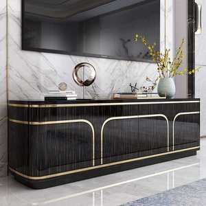 Meuble TV de luxe pour salon de villa haut de gamme, console de rangement spacieuse, meuble en placage de bois italien moderne, modèle CT22 - Product Image 1
