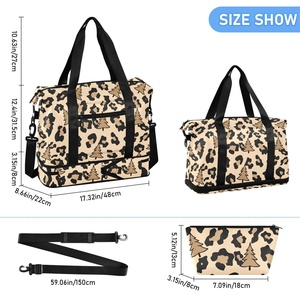 Hawaiian Lifestyle Custom Fashion Leopard Design Travel Foldable Bags Lightweight Large Sport Duffel Bag With Makeup Pouch - Product Image 2