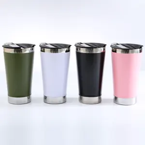 16oz Caneca Copo 스테인레스 스틸 맥주 머그 이중 벽 진공 절연 텀블러 컵 오프너가있는