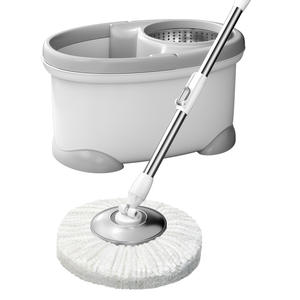 Mopa giratoria Yongkang con cubo, microfibra redonda blanca, centrifugado automático, manos libres, para limpieza del hogar - Product Image 4