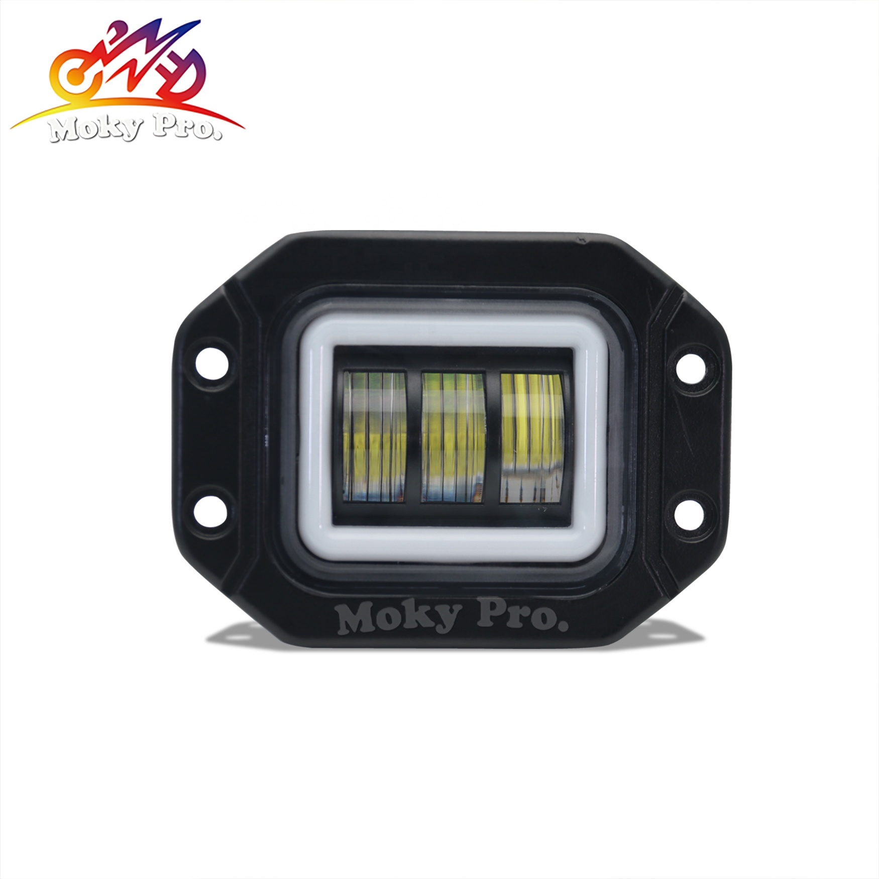 Wholesale 12v square Led Work Light With halo Ring Work Auxiliary Light for Motorcycle