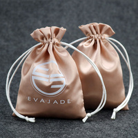 Pochette personnalisée en satin or rose avec cordon de serrage, style sac à riz, pour emballage d'extensions capillaires ou cadeaux