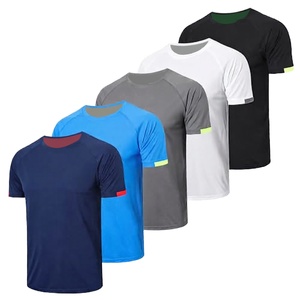 Camiseta Deportiva Verde Brillante para Hombre, Cuello Redondo, Manga Corta, Estilo Atlético, Manga en Contraste, Ropa de Entrenamiento para Gimnasio - Product Image 1
