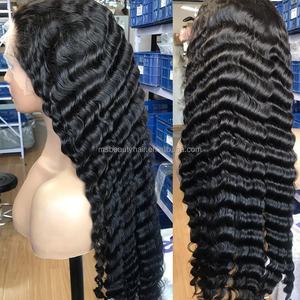 Glueless Lace Front <b>Wigs</b> Blend Human Hair Pre Plucked Pre Cut 200 Density Transparent for Lace Remy Virgin 28-36INCH <b>Deep</b> <b>Wave</b> - Product Image 4