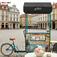 Chariot de vente de glaces italiennes, de sucettes glacées et de gelato, avec vitrine, pour usage commercial, à vendre