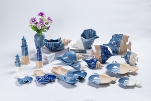 Mejor venta creativa serie mediterránea platos decorativos de cerámica <span class=keywords><strong>tortuga</strong></span> pescado cena azul océano bandejas para bodas - Product Image 5