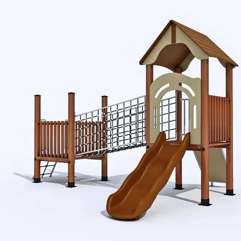 YUHUAN – maison de jeux en bois pour enfants, équipement de terrain de jeu extérieur, toboggan en bois avec balançoire, ensemble de jeu pour enfants