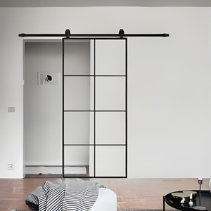 JYing Hochwertige Stahlrahmen-Doppelschicht-Scheunentor aus Glas für den Innenraum des Wohnzimmers - Product Image 5