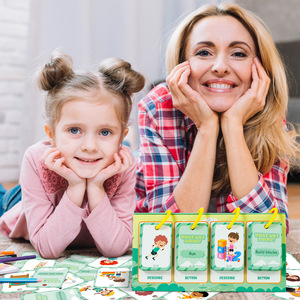 Tarjetas de memoria con verbos de acción y soporte plegable para niños, tarjetas de <span class=keywords><strong>aprendizaje</strong></span> de vocabulario para el comportamiento diario de niños pequeños a partir de 3 años - Product Image 4