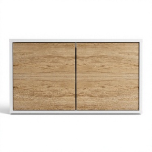 High Quality 16_0013 Modern Wood 2 Door <b>Storage</b> <b>Cabinet</b> Living Room Sideboard <b>White</b> Natural Oak Buffet Low Home Furniture School - Product Image 1